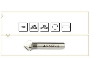 HSS DIN 335/C 3 Ağızlı Silindirik Saplı Havşa Freze - 90° TIN KAPLI