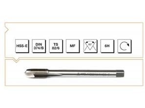 HSS - E DIN 374/B Metrik İnce Vidalı Eğik Ağız Bilemeli Makina Kılavuzu