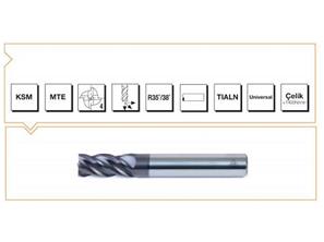 KSM MTE Normu Komple Sert Metal Parmak Freze 4 Ağızlı - 35°/38° - Köşe Pahlı